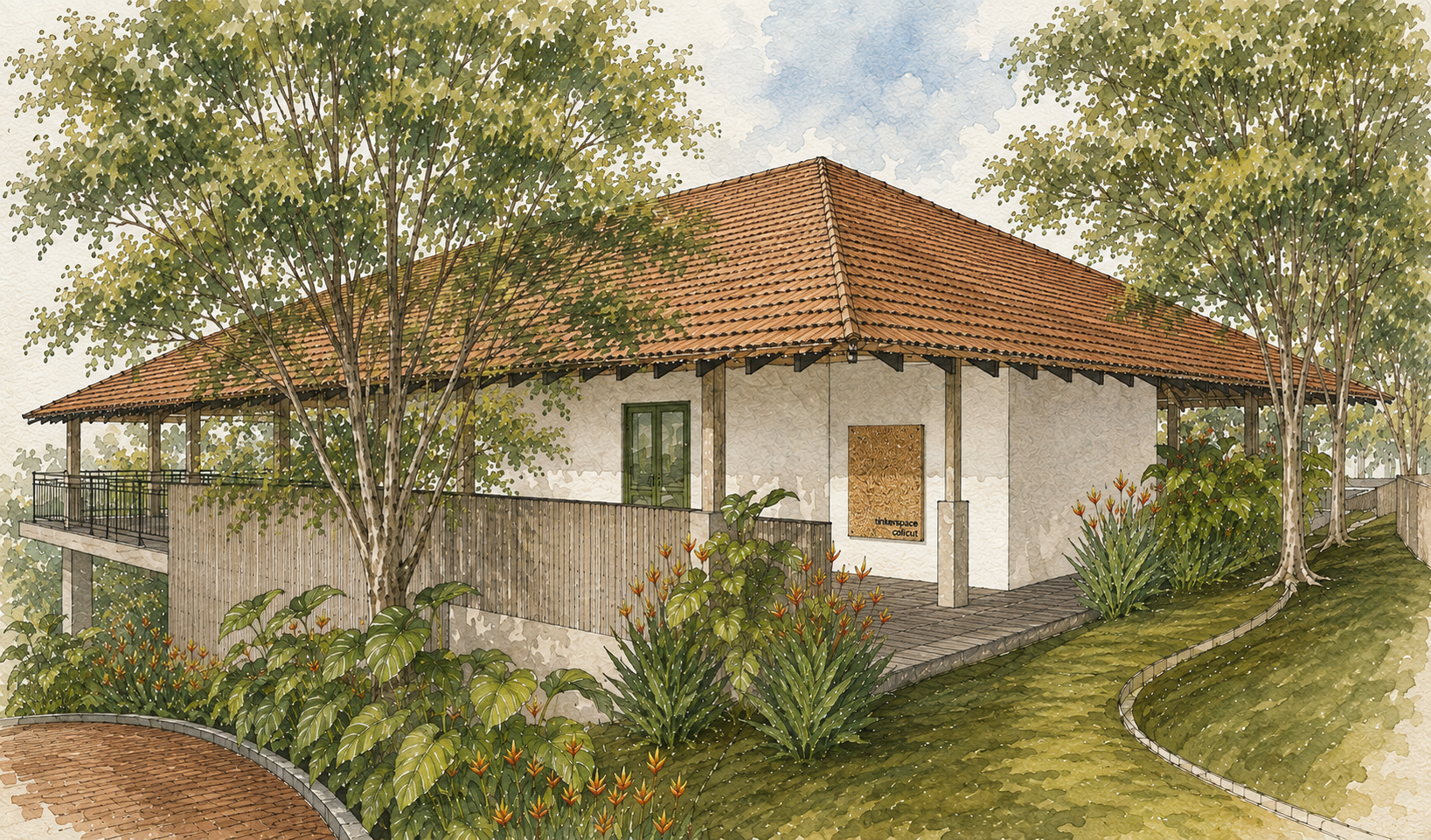 Architectural rendering of the TinkerSpace Calicut building